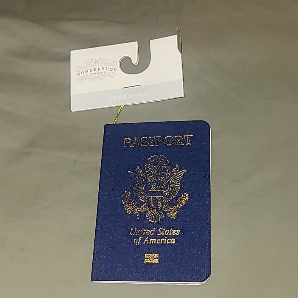 USA Passport Christmas Ornament w/ Santa ~ Realistic 3"x4"